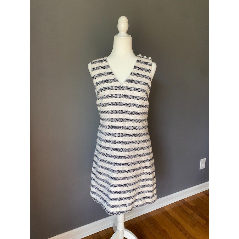 J. Crew Black and White Striped Dress Size 6